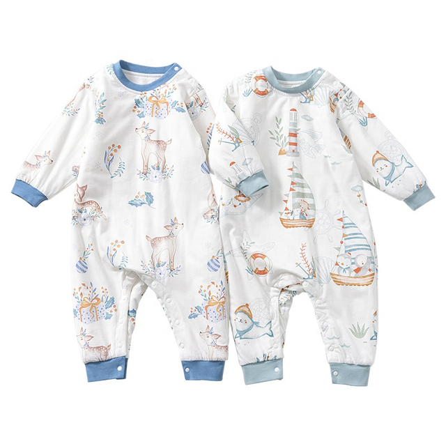 100% Cotton Soft Comfortable Baby Romper with Cute Animal Pattern for Newborns and Toddlers