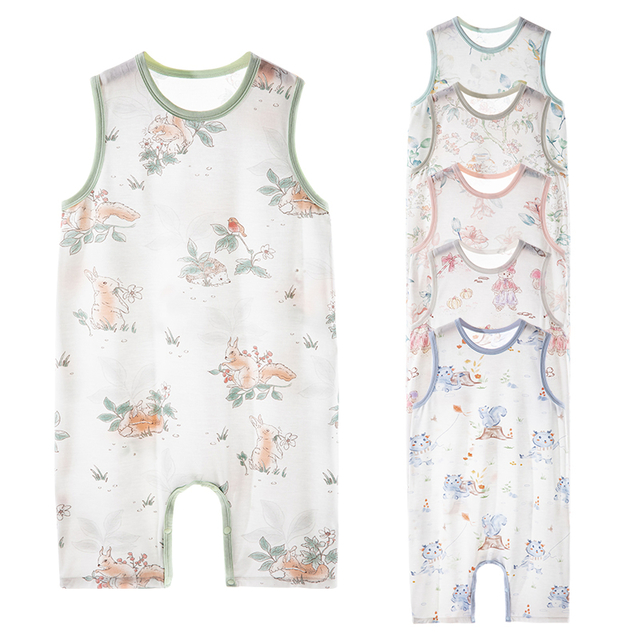 Hot Sale Eco-Friendly Baby Romper with 92% Recycled Cellulose Fiber & 8% Spandex Comfortable Breathable Sleeveless Design