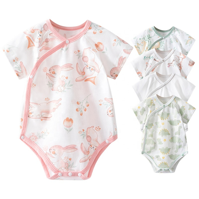 100% Organic Cotton Baby Crawl Suit with Customized Logo and Animal Pattern Infant Romper