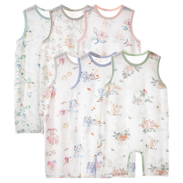 Eco-friendly Baby Rompers with 92% Recycled Cellulose Fiber & 8% Spandex for Comfortable Breathable Infant Bodysuit