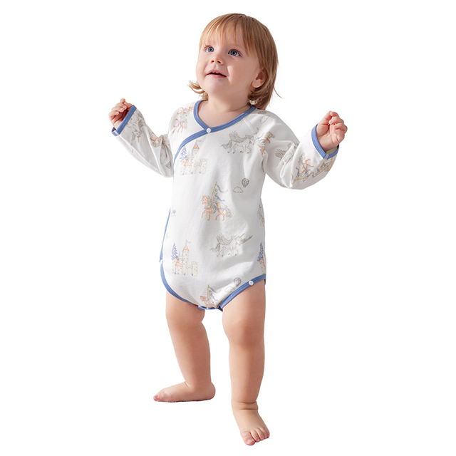 Eco-friendly 50% Cotton 50% Viscose Baby Romper with Adjustable Lace-up for Newborn Comfort