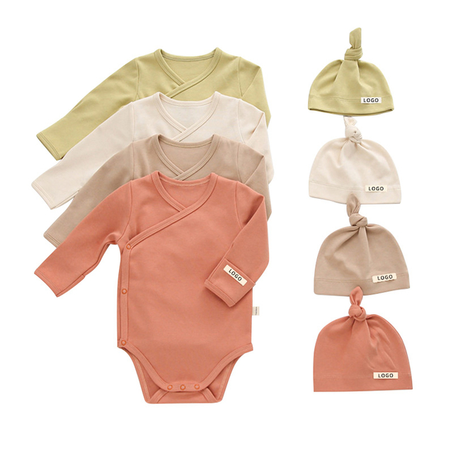 Custom 100% Cotton Long Sleeve Baby Romper Comfortable Breathable Infant Jumpsuit for Spring and Autumn